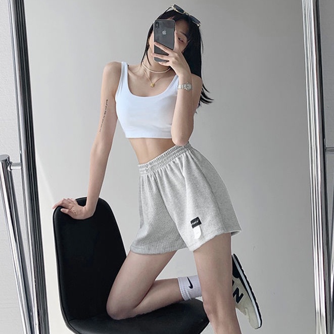 IMAODOU Quần Short Thể Thao Eo Cao Dáng Rộng Trẻ Trung Hợp Thời Trang Cho Bạn Gái