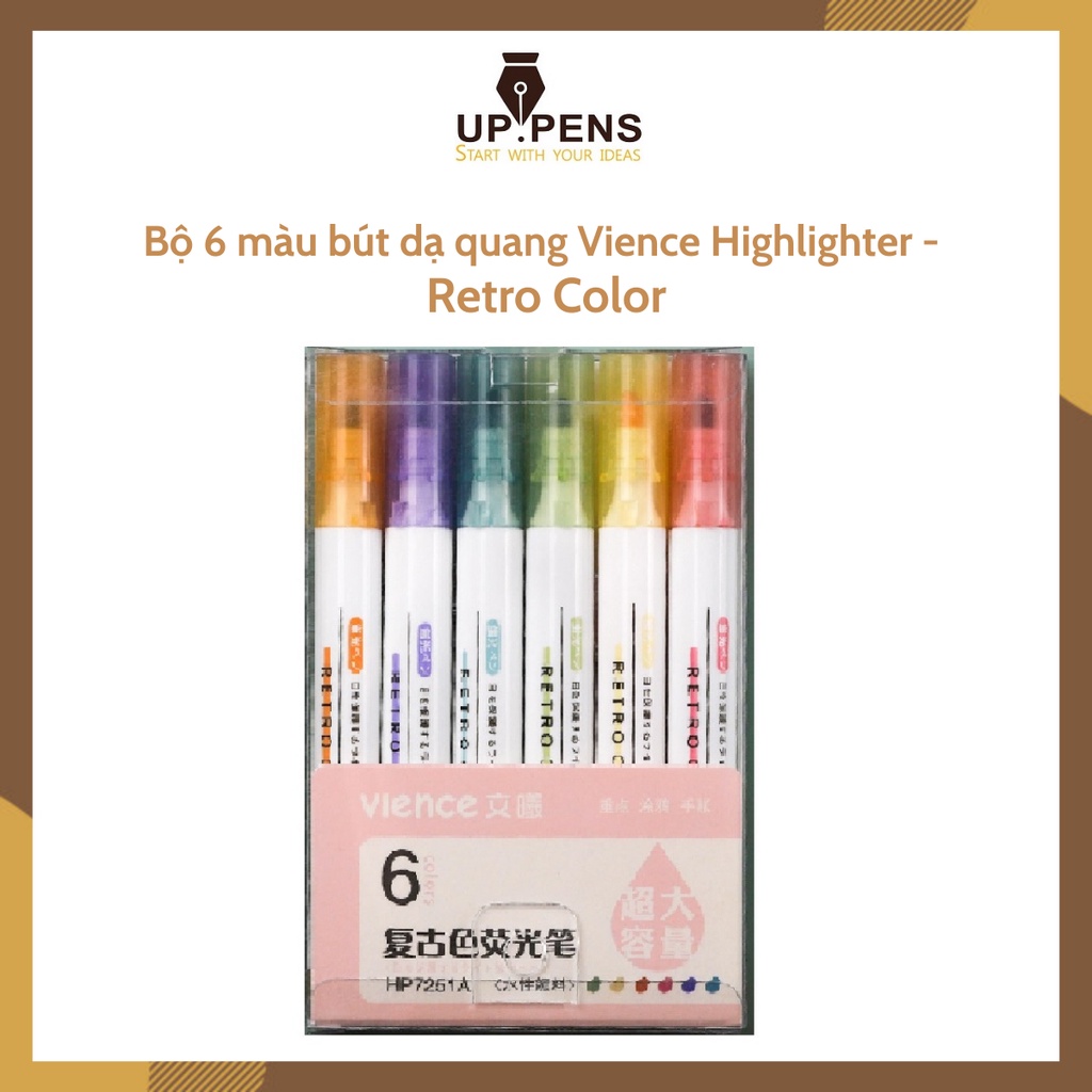 Bộ 6 màu bút dạ quang Vience Highlighter - Retro Color