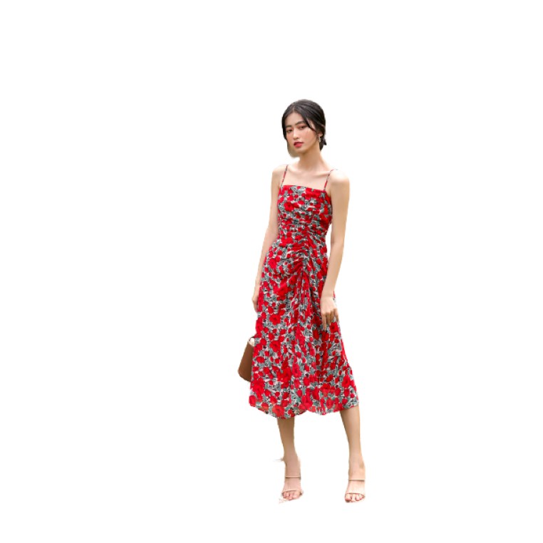 OLV - Đầm hoa Blooming Red Straps