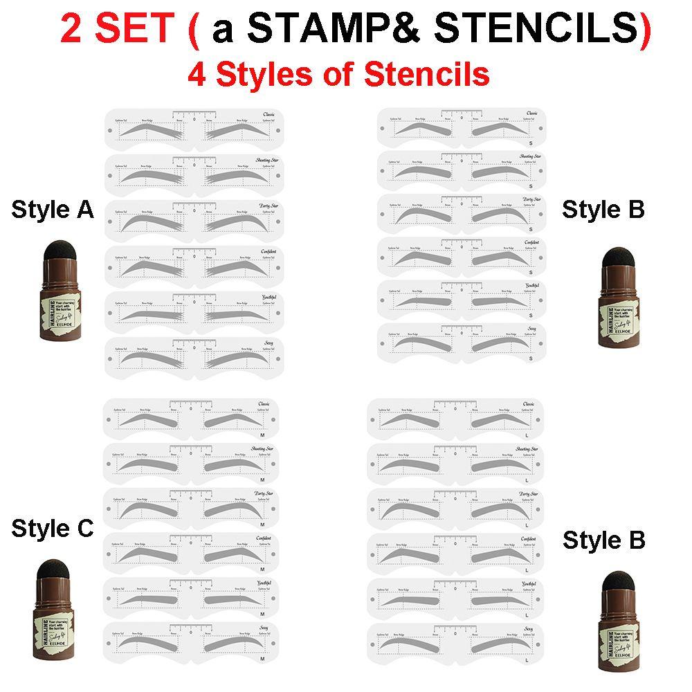 Set 1 / 2 Bộ Khuôn Vẽ Lông Mày 3 Màu Kèm Khuôn Vẽ Tiện Lợi