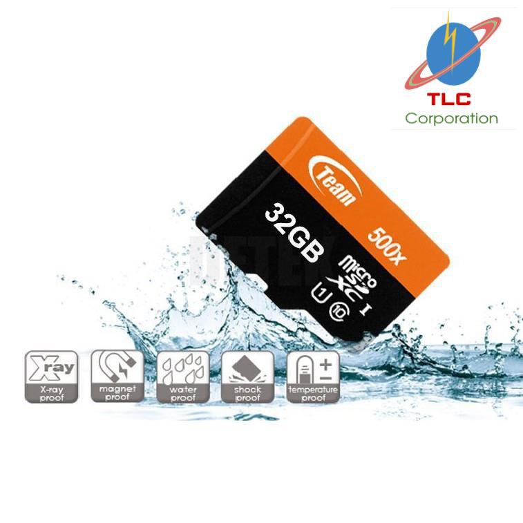 Thẻ nhớ microSDHC Team 32GB 500x upto 80MB/s class 10 U1 kèm Adapter (Cam) - Hãng phân phối chính thức