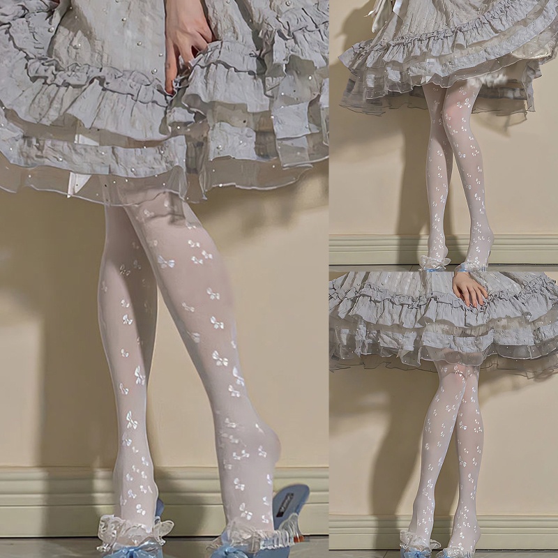 Quần Tất Mỏng Đính Nơ Phong Cách Lolita Nhật Bản Quyến Rũ