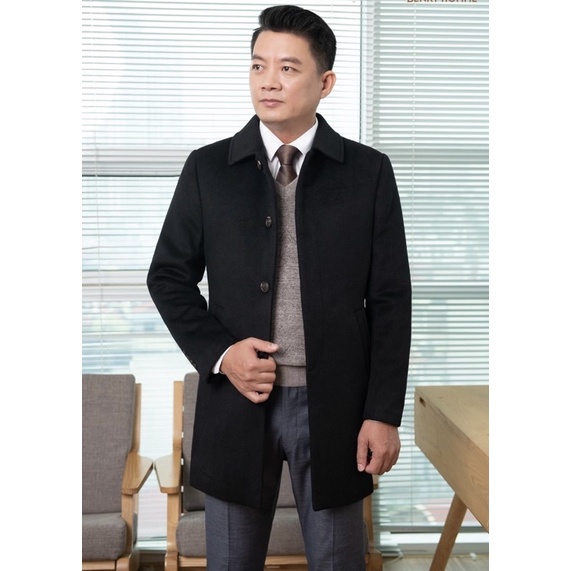 Áo khoác măng tô dạ nam cao cấp ảnh thật