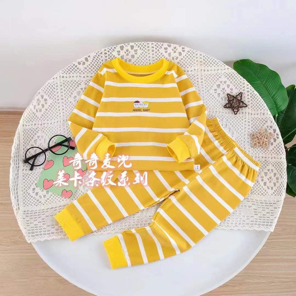 (QiQi 26-36kg) Đồ bộ cho bé quảng châu xuất hàn Bộ quần áo dài tay QiQi cotton xuất Hàn cho bé trai và bé gái (7-10tuổi)