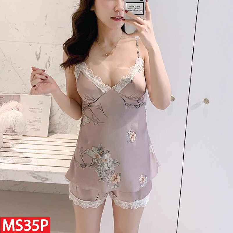 Bộ Đồ Ngủ Mặc Nhà AMAKA Họa TIết Có Mút Ngực AMKMS35