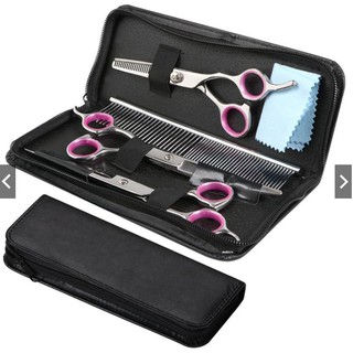 Bộ kéo spa 3 kéo 1 lược cắt tỉa lông CHÓ MÈO THÚ CƯNG KÈM TÚI DA XỊN XÒ