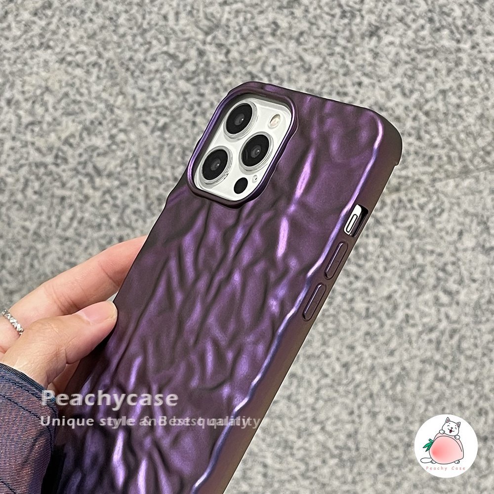 Ốp Điện Thoại TPU Mềm Nhám Màu Tím Đậm Nhăn Cho iPhone 14 13 11 12 Pro Max Xr Xs Max 7 8Plus 12mini