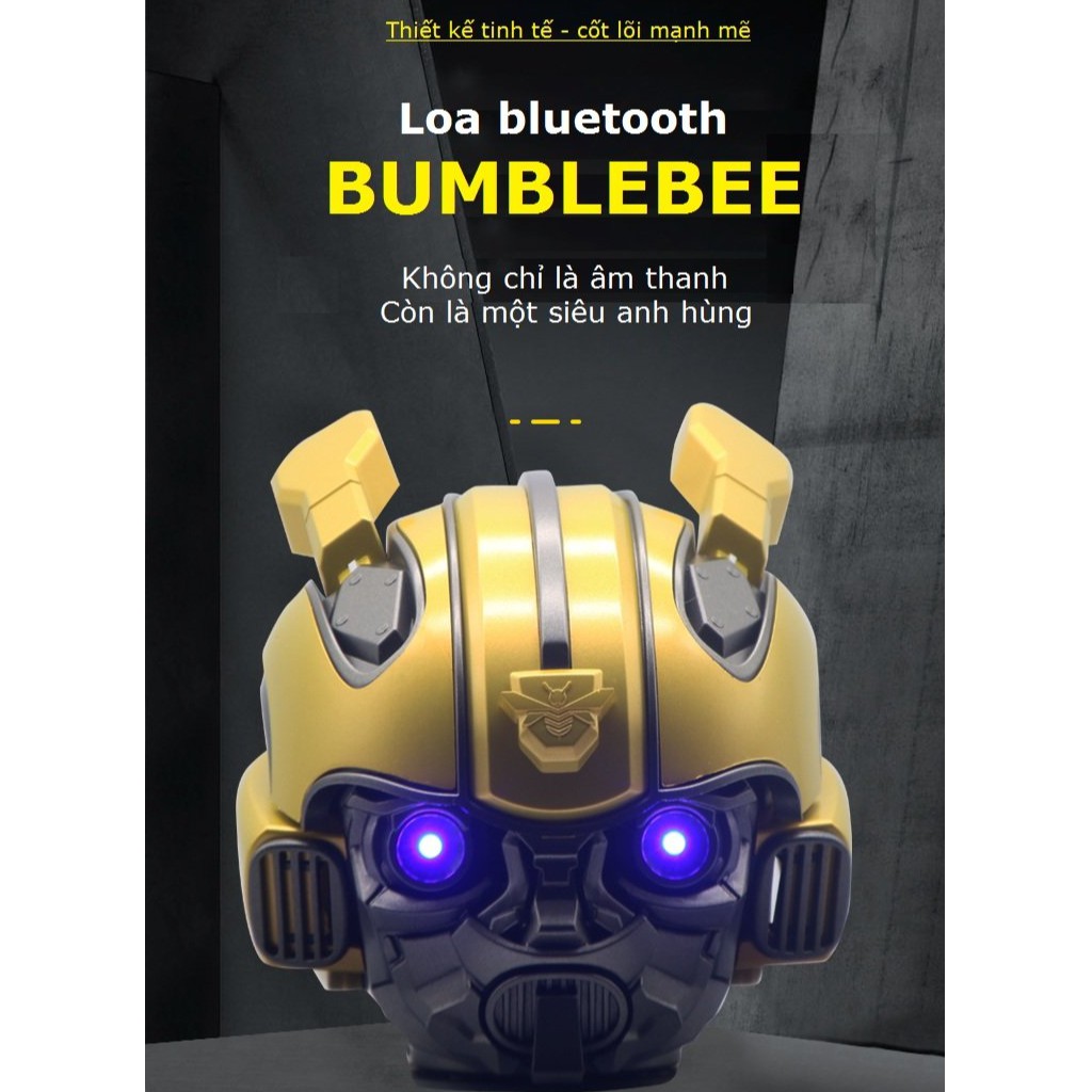 Loa bluetooth nghe nhạc đầu robot Bumblebee mắt đèn led xanh, âm thanh siêu bass sống động