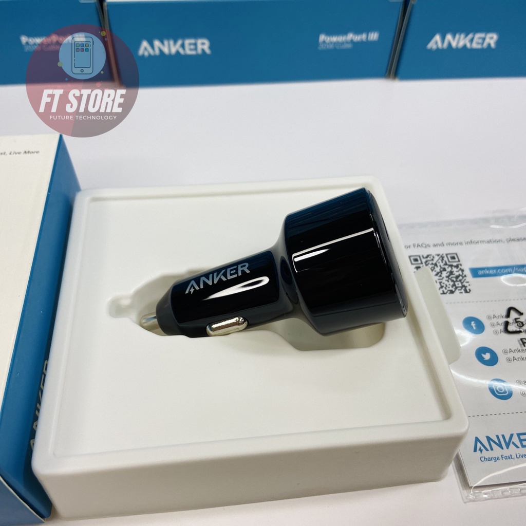 [GIAO HỎA TỐC]Tẩu sạc ô tô Anker 2 Cổng 49.5W, PowerDrive II Power Delivery - A2229 PD 30W cho IP,tablet táo, QC cho and