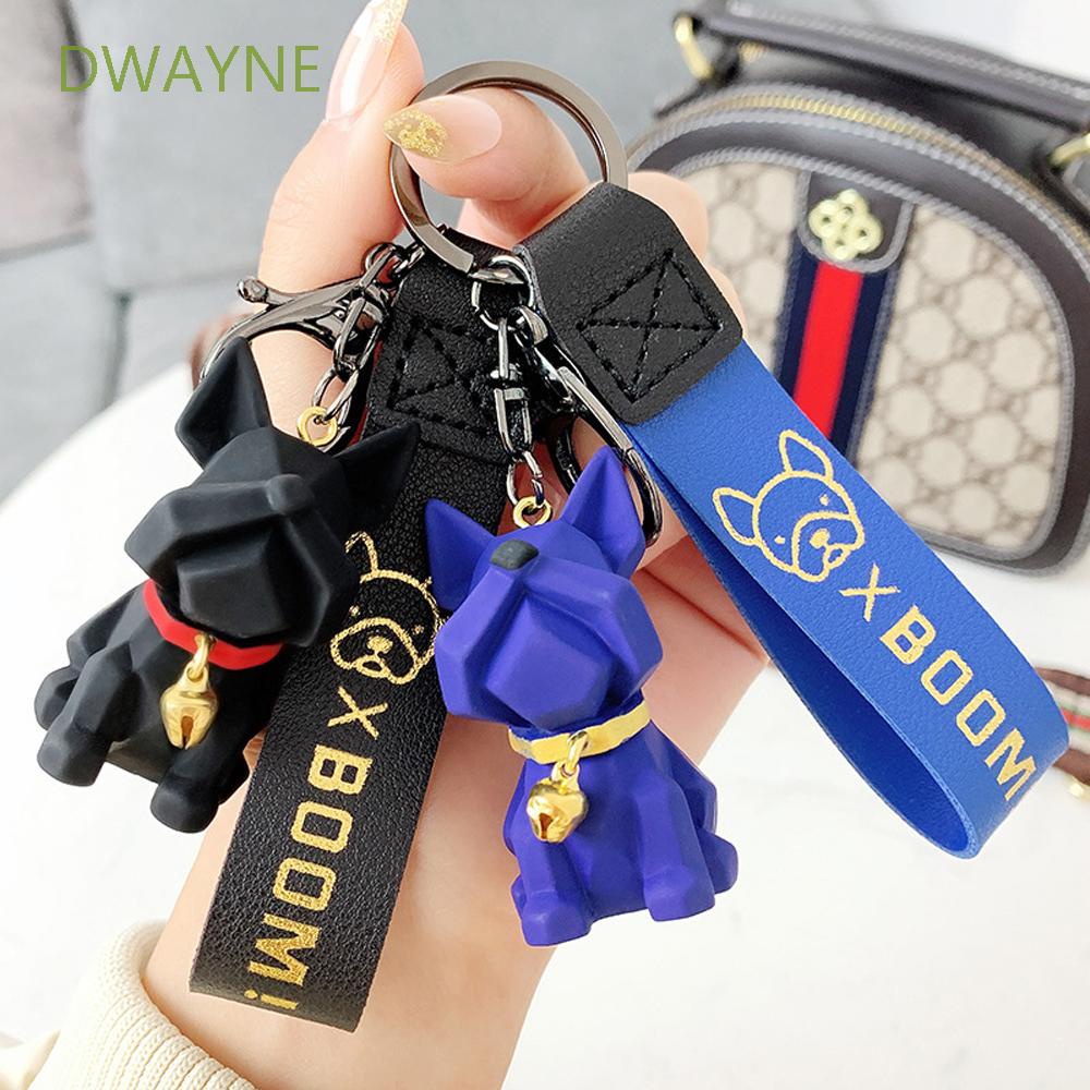 Móc khóa hình chú chó Bull bằng da PU đáng yêu