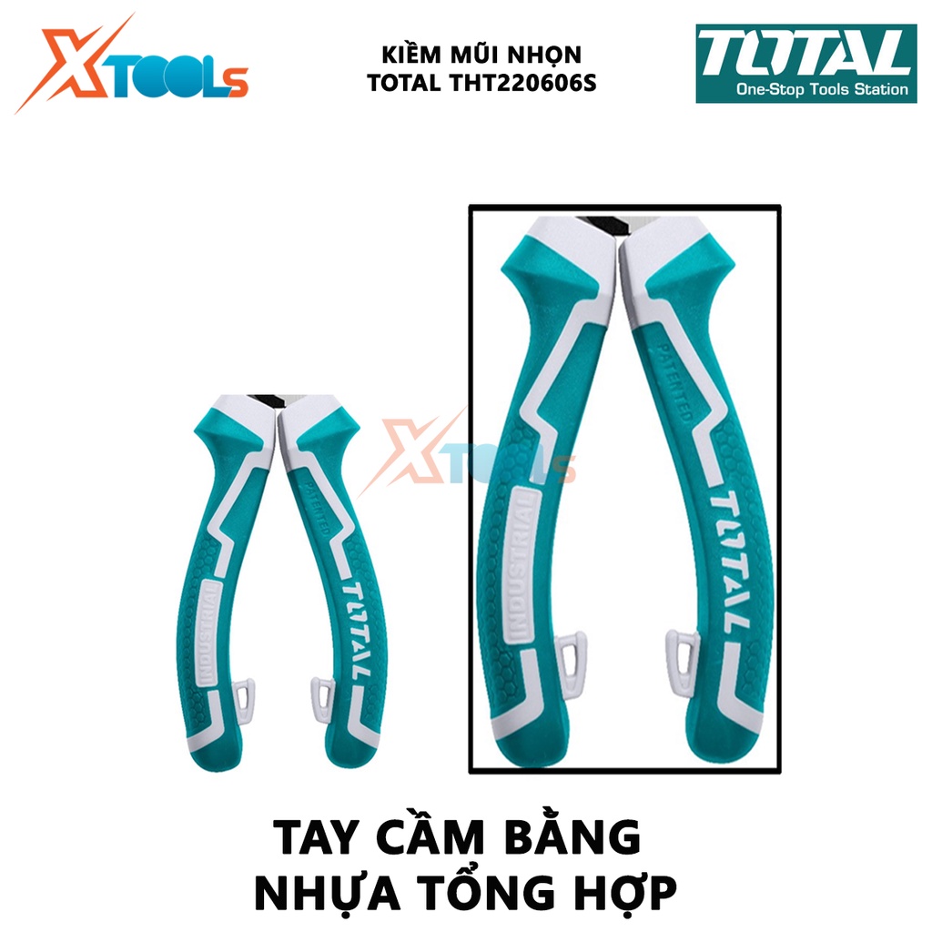 Kìm mũi nhọn cao cấp  TOTAL THT220606S | kềm mũi nhọn mỏ dài Kích thước 6 inch;/160mm,8inch, Chất liệu bằng thép CR-V, đ