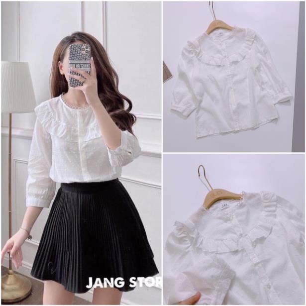 Bán sỉ Áo sơ mi hạt tay lỡ màu trắng siêu đẹp💕video ảnh thật💕