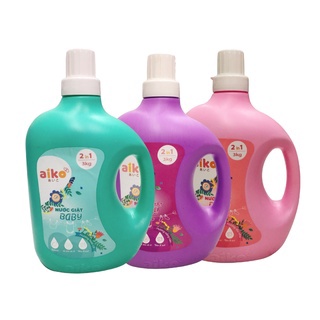 Nước giặt xả 2in1 aiko can 3000ml - an toàn cho bé