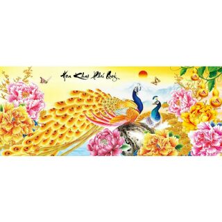 Tranh thêu hoa khai phú quý lv3056