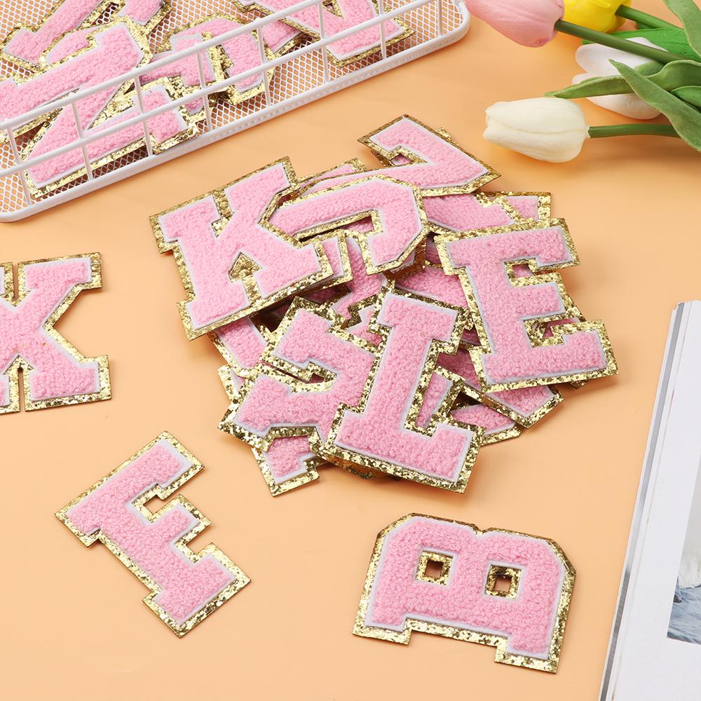 LANSEL Sticker Ủi Thêu Hình Chữ Cái Từ A-Z Màu Vàng Hồng