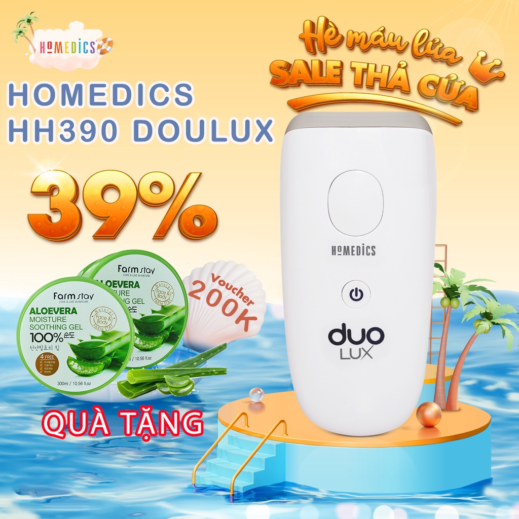 Máy triệt lông mini cầm tay Homedics HH-390 nhà HT Beauty, máy triệt công nghệ IPL, triệt toàn thân vĩnh viễn tại nhà