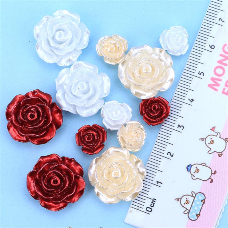 Bộ 10 phụ kiện trang trí điện thoại hình hoa đính ngọc trai nhân tạo xinh xắn