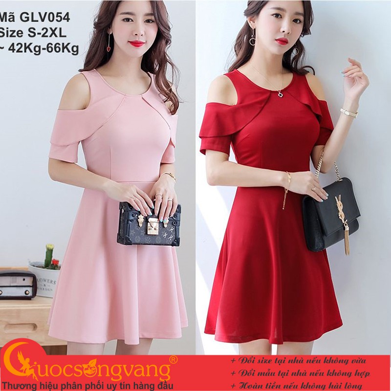 Váy đầm công sở đầm xòe hở vai GLV054 Cuocsongvang