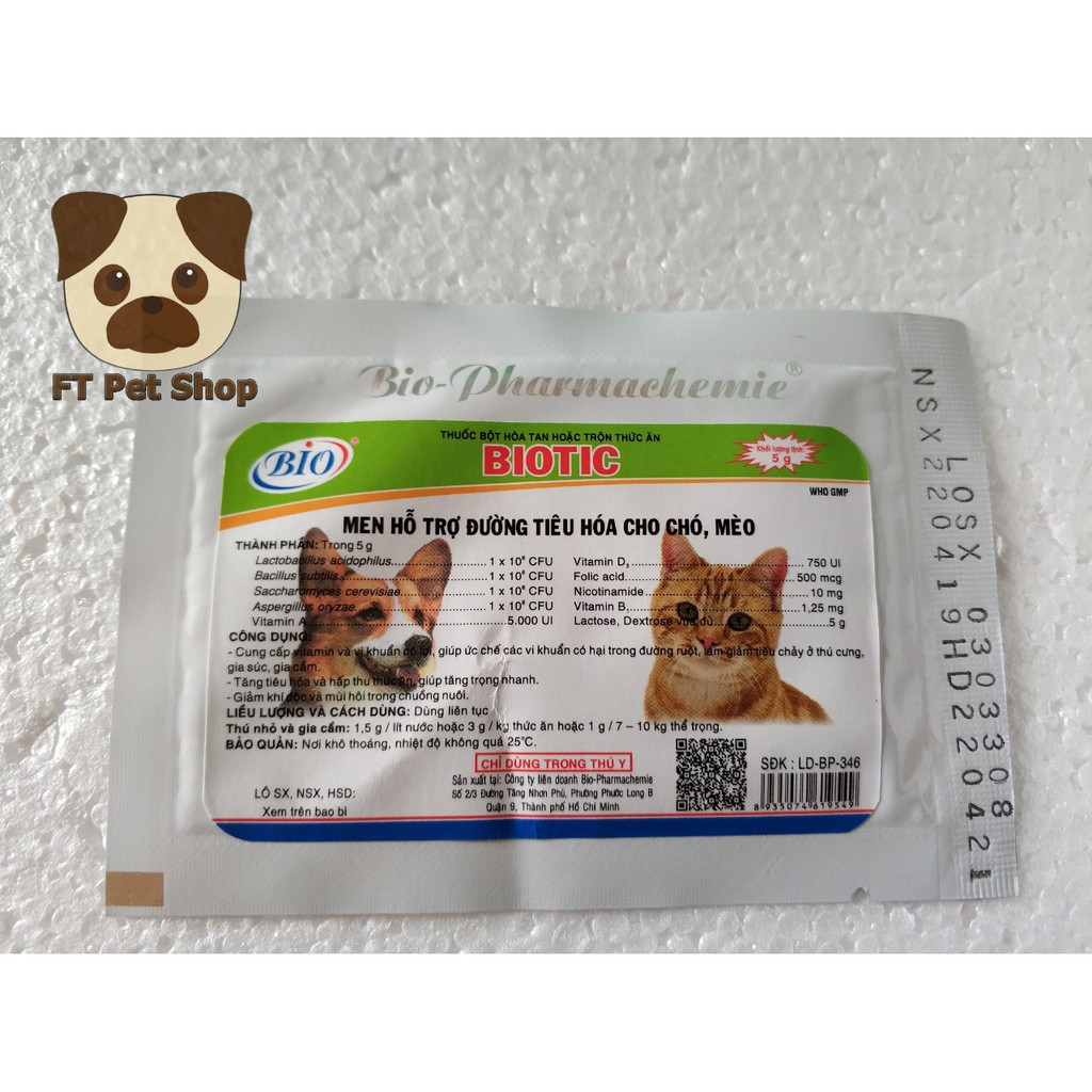 Men Tiêu Hóa Cho Chó Mèo BIOTIC 5gam