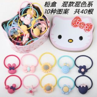 Combo hộp 40c dây chun buộc tóc cho bé gái.