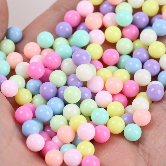 Túi 10gr hạt nhựa tròn size 6mm làm slime, trang trí vỏ ốp điện thoại, kẹp tóc, dán Jiibitz, DIY
