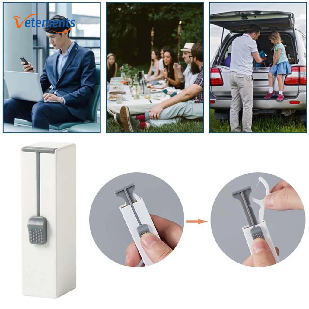 [Hàng mới về] Hộp 50 tăm chỉ xỉa răng tự động dùng một lần