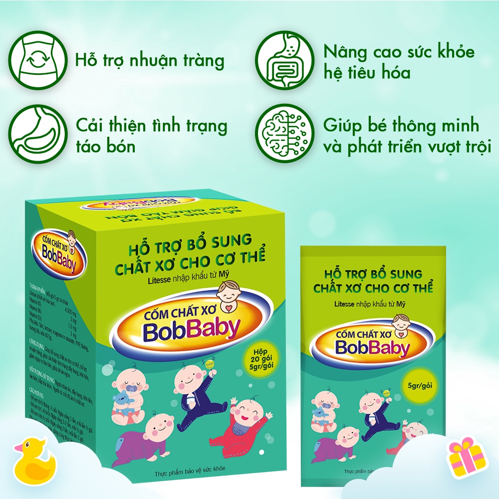 Cốm Chất Xơ Dân Khang BobBaby Hỗ Trợ Bổ Sung Chất Xơ Hộp 20 Gói Mỗi Gói 5gr