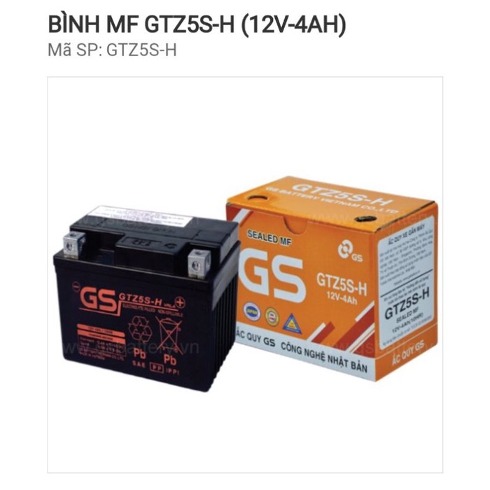 Ắc Quy Xe Máy Thay Thế Theo Xe Chính Hãng GS Model GTZ5S-H