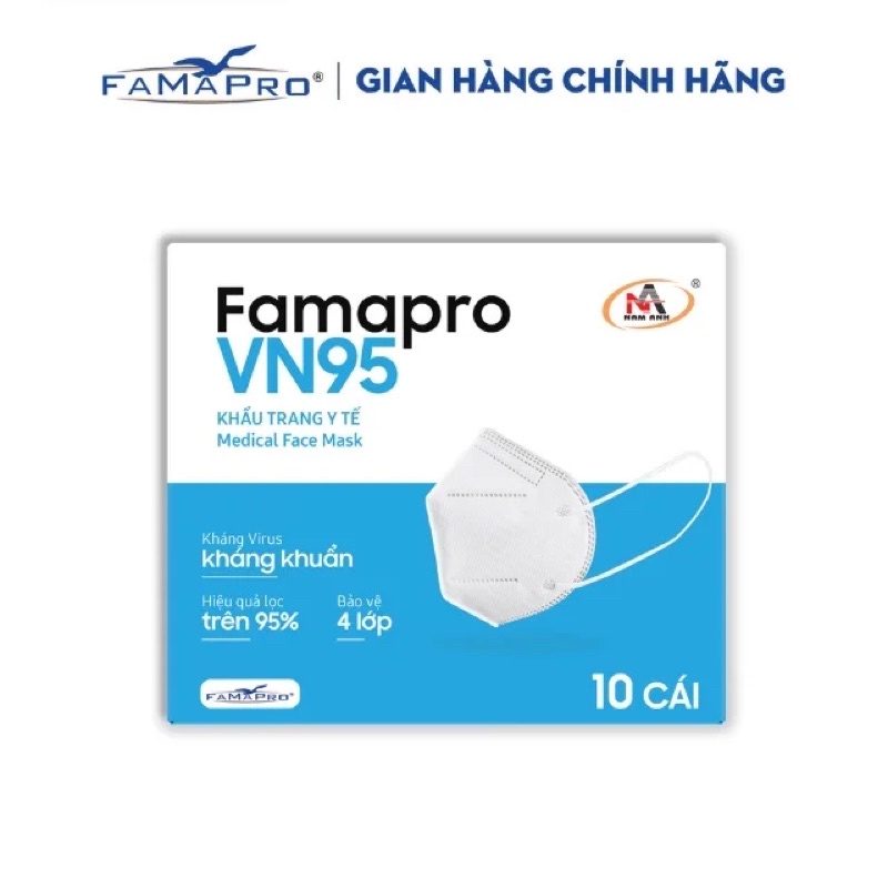 Khẩu trang y tế kháng khuẩn 4 lớp Famapro VN95