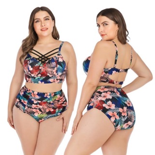 Set bikini cúp ngực hoa big size 60-70kg