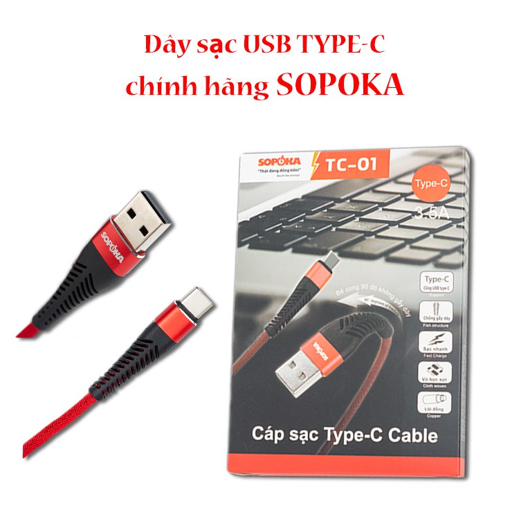 Cáp sạc TYPE C dùng cho điện thoại - Loại dây dù chống gập gẫy chắc chắn
