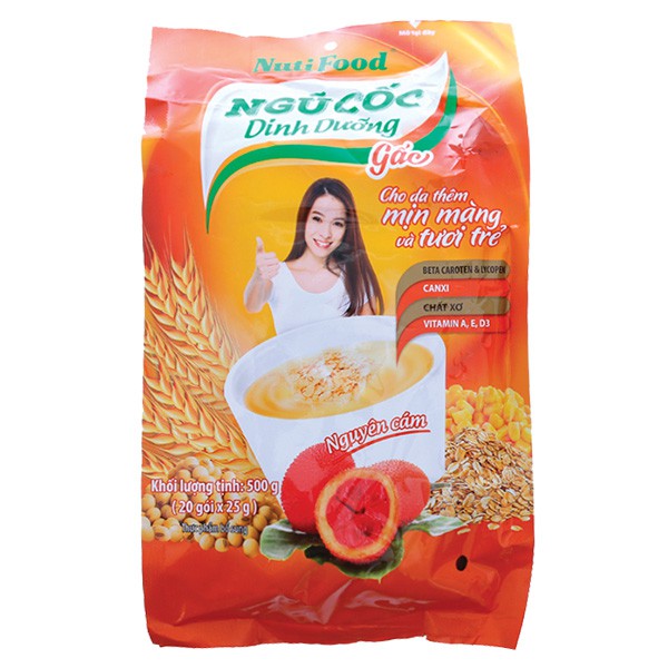 E - Bột Ngũ Cốc Dinh Dưỡng NutiFood Gấc 20 Gói*25G