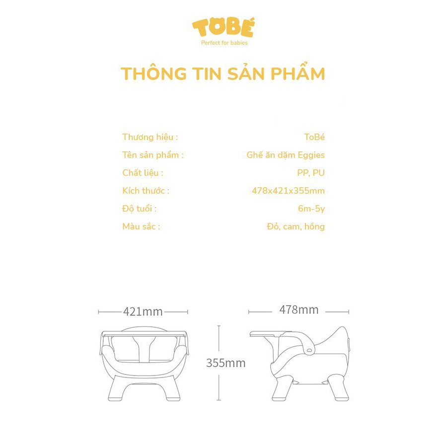 Ghế Ăn Dặm TOBÉ EGGIES Siêu An Toàn Tiện Lợi Cho Bé [Chính Hãng]