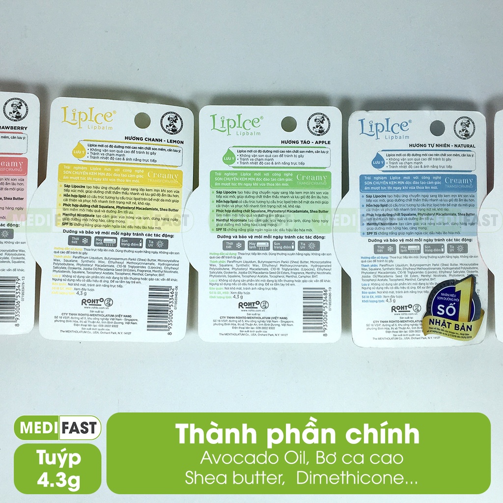 Son dưỡng Lipice không màu Tuýp 4.3 g - Chính hãng LipIce Lipbalm dưỡng môi giảm thâm, khô, nứt nẻ giúp môi căng mọng