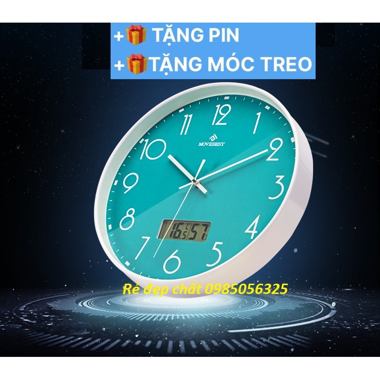 Đồng Hồ Treo Tường Có Nhiệt Kế Và Độ Ẩm, Đồng Hồ Treo Tường Kim Trôi [TẶNG PIN + MÓC TREO]