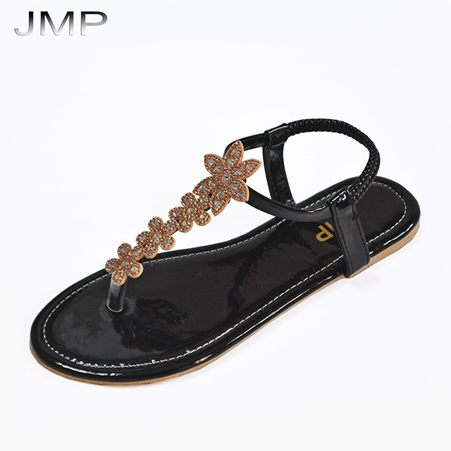 Giày Sandal Nữ Đế Bệt - JMP - Đính Hạt Cánh Hoa Xinh Xắn - SD42