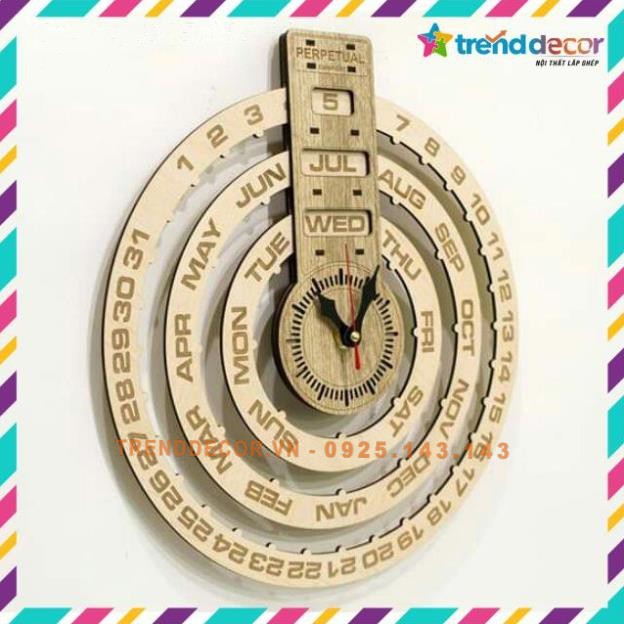 Đồng hồ gỗ lắp ráp - lịch vạn niên quà tặng lịch trang trí tết TRENDDECOR.vn