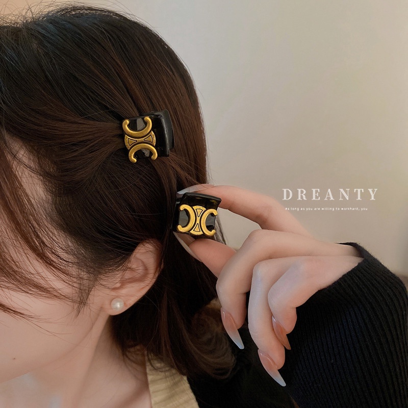 Kẹp Tóc Nhỏ Họa Tiết Hình Học In Chữ Phong Cách Vintage Thời Trang