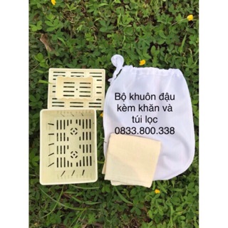 Bộ Khuôn Nhựa Làm Đậu - Tặng kèm khăn và túi lọc đậu