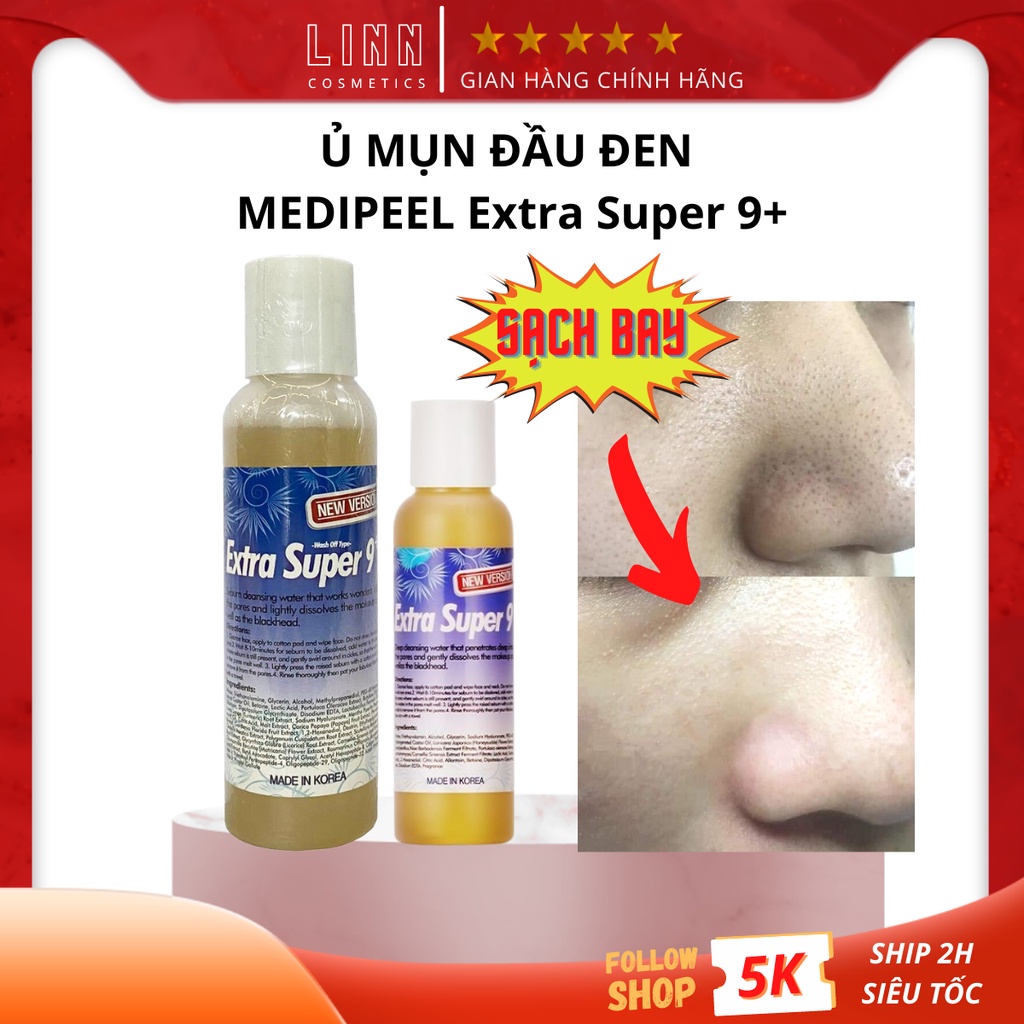 Dung dịch ủ mụn MEDIPEEL Extra Super 9+ xử lý mụn cám, mụn đầu đen se lỗ chân lông