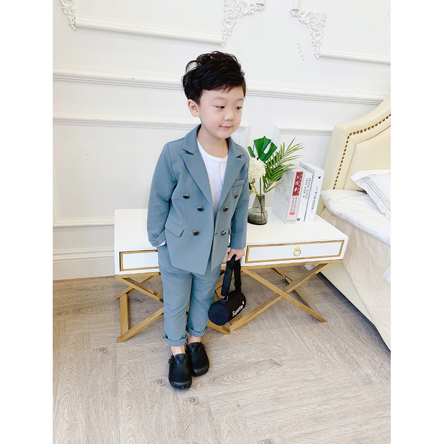 SB079 - Set vest bé trai trơn 6 cúc size 90-140, set 2 chi tiết áo vest và quần | ẢNH THẬT