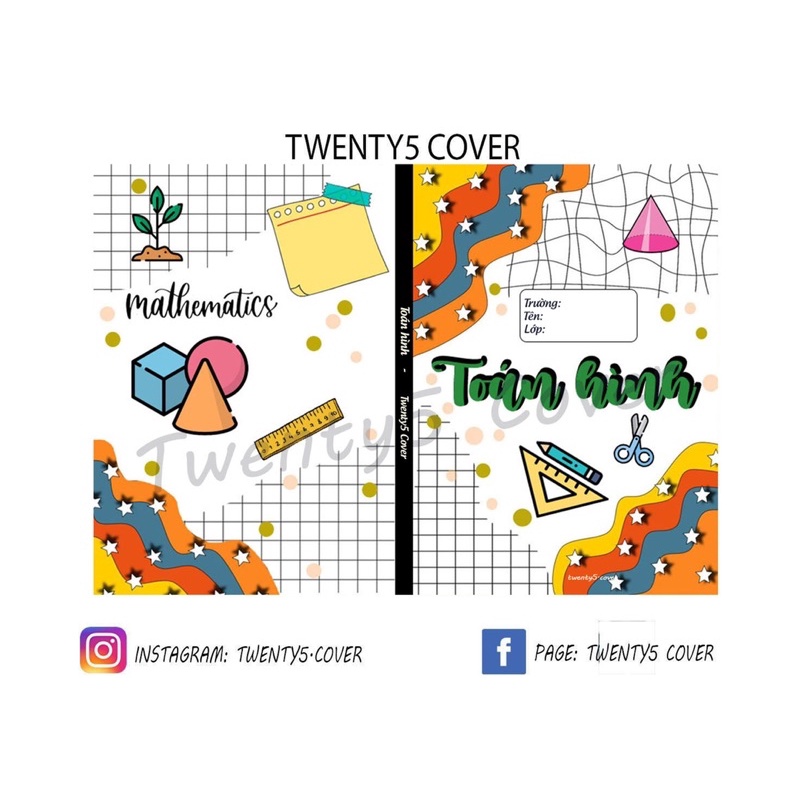 Set giấy bao tập - sách theo môn mẫu 02