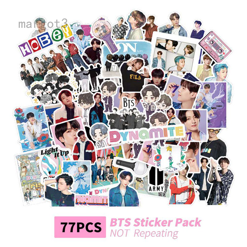 Margot Set 77 tờ nhãn dán họa tiết nhóm nhạc Bts 2021 đáng yêu