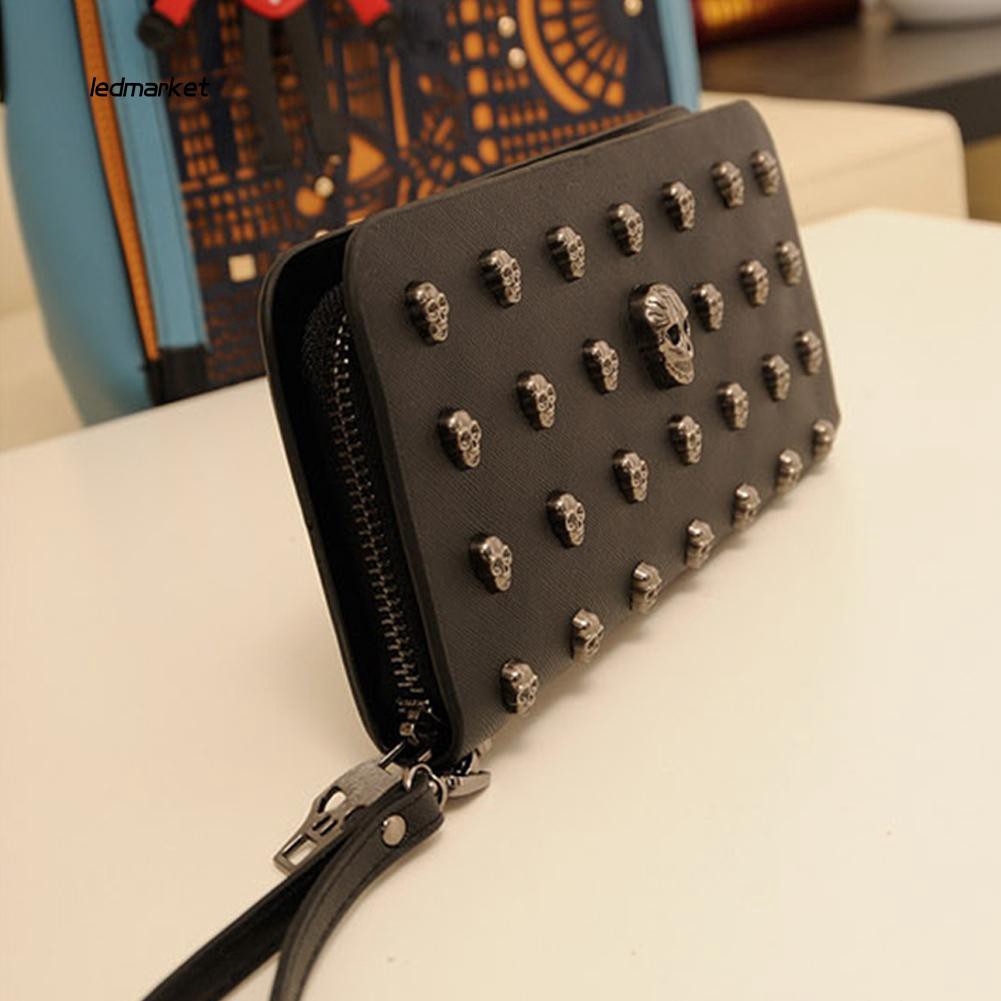 Ví da dáng dài trang trí đầu lâu phong cách cổ điển | BigBuy360 - bigbuy360.vn