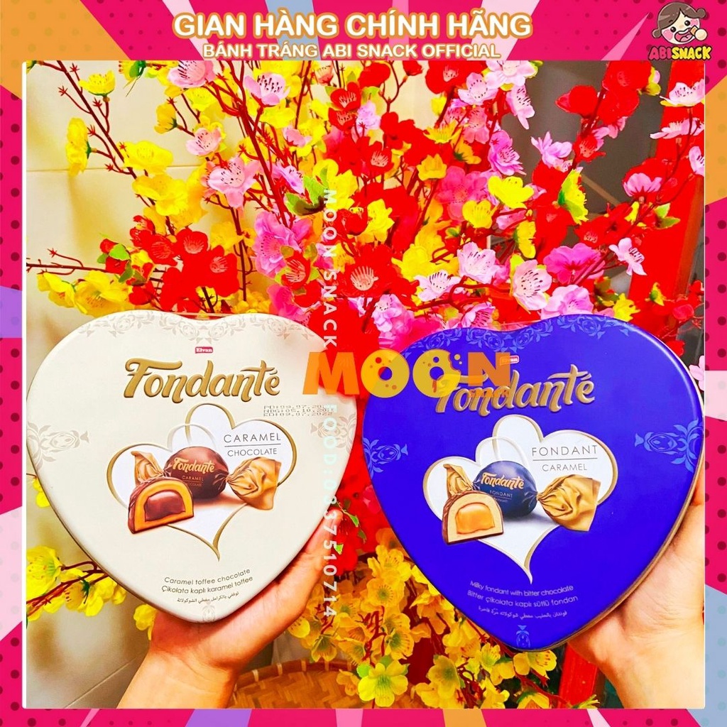 [Hàng Chất Lượng] Kẹo Socola Caramel Fondante Elvan hộp thiếc hình trái tim sang trọng quà tặng vanlentine giáng sinh