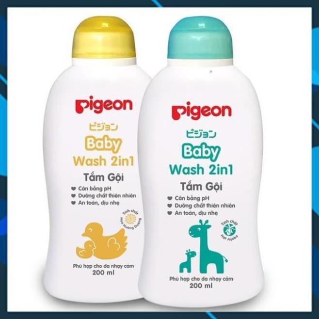 [Chính Hãng] Sữa tắm gội dịu nhẹ Pigeon 200ml 2in1 Hoa hướng dương / Jojoba