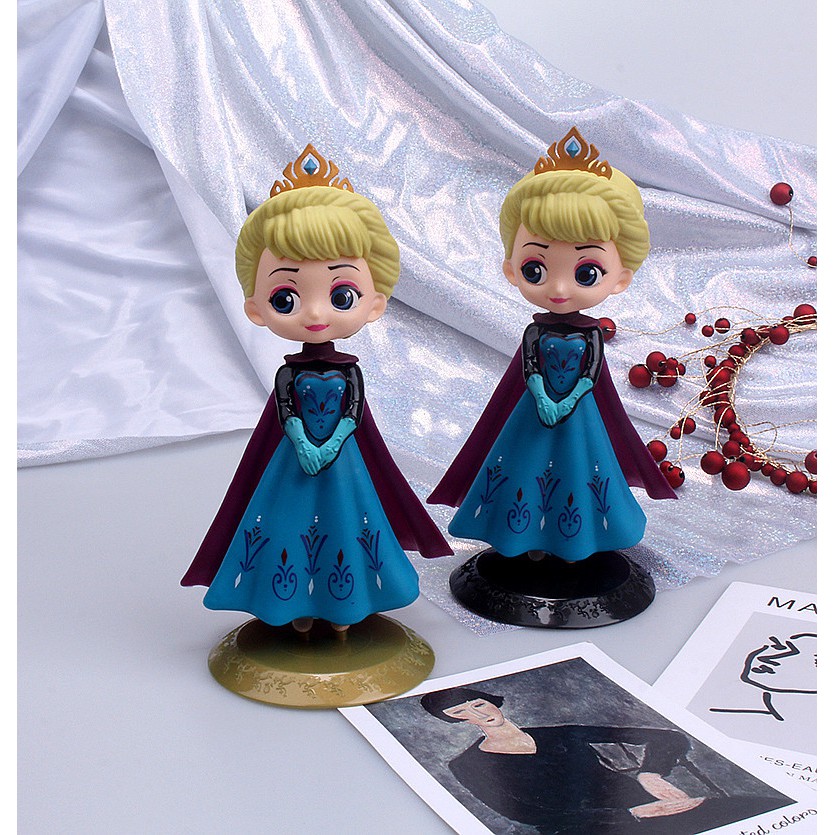 Búp bê Nữ Hoàng Elsa xanh tím nhựa PVC đặc làm đồ chơi, trưng bày, quà tặng, trang trí bàn làm việc, góc học tập