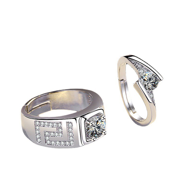 Nhẫn đính hôn kim cương vàng trắng thời trang nam và nữ