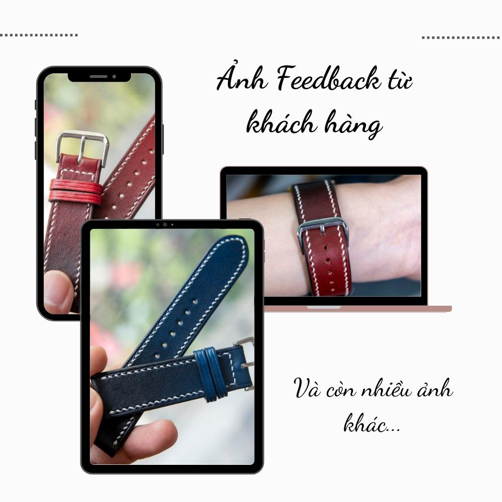 Dây da đồng hồ Vnstrap dây đồng hồ 18mm 20mm 22mm handmade da chuyển sắc gia xịn cao cấp đẹp giá rẻ nhập khẩu 3 màu R36
