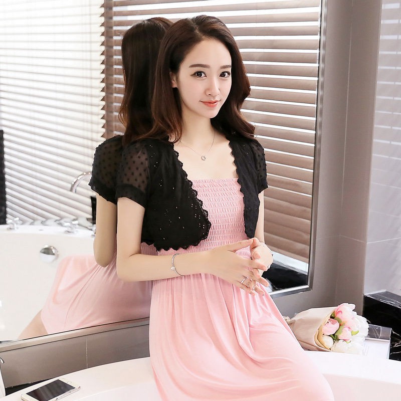 Áo Khoác Voan Mỏng Tay Ngắn Phối Ren Thời Trang Mùa Hè 2020 Dành Cho Nữ | BigBuy360 - bigbuy360.vn